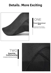 Detail view of reinforced stitching on the three-dimensional brim of a breathable mesh hat