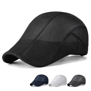 Men Women Summer Mesh Ivy Cap Breathable Sun Protection Flat Cap Vintage Newsboy Hat Adjustable Outdoor Sport Sunshade Cap
