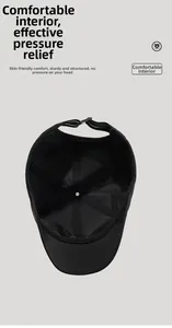 Detail of breathable inner mesh lining and adjustable strap on black baseball cap