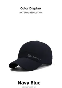 Detail view of Navy Blue quick-dry waterproof baseball cap with KAIRUI embroidery