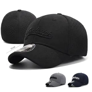 Short Brim Baseball Cap Breathable Perforated Closed Back Hat For Men Women Embroidery Outdoor Sport Peaked Sun Cap
