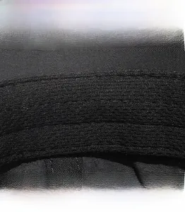 Detail of waterproof baseball cap featuring a wide moisture-wicking sweatband and stitches