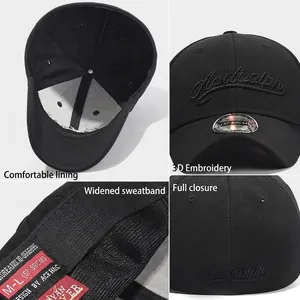 Casquette de baseball noire avec broderie 3D et bandeau de sudation confortable