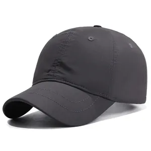 Waterproof dark grey baseball cap for outdoor hiking with minimalist six-panel design