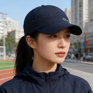 Waterproof quick-dry short brim baseball cap in navy blue with EKAL embroidery logo