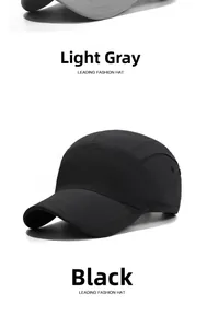 Close-up detail of stitch lines and breathable fabric on five-panel baseball caps