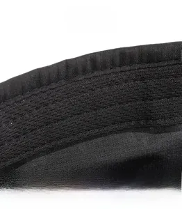 Macro shot of breathable mesh fabric with thick moisture-wicking sweatband inside the cap