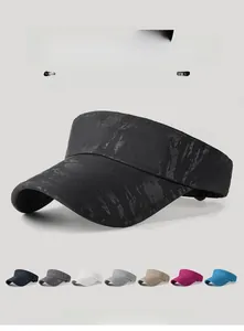 Detail view of breathable sun visor with multiple color swatches in camo and solid tones