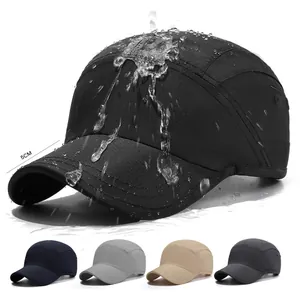Waterproof Short Brim Baseball Cap Men Women Solid Color Breathable Five Panel Adjustable Sun Hat Outdoor Running Hiking