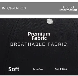 Close-up of breathable black twill fabric on baseball cap featuring anti-pilling texture