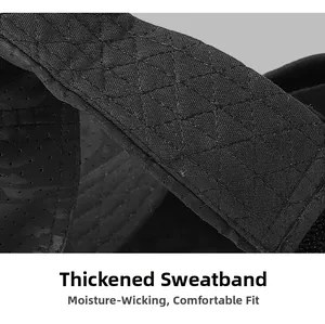 Detailed close-up of thickened black sweatband showing moisture-wicking fabric texture