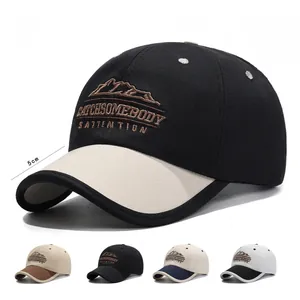 Baseball Cap Men Women Mountain Embroidery Short Brim Sunshade Breathable Casual Outdoor Color Block Adjustable Trucker Hat