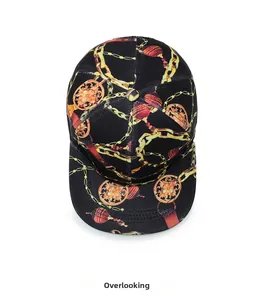 Top view of baroque style baseball cap with gold chain patterns and red tassels