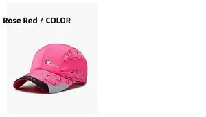 Détail de la casquette sport rose séchage rapide avec textures grises réfléchissantes
