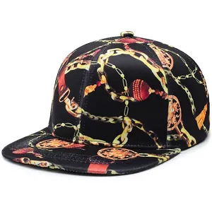 Baroque Style Gold Chain Print Snapback Hat For Men Women Fashion Hip Hop Flat Brim Baseball Cap Sunshade Cotton Headwear