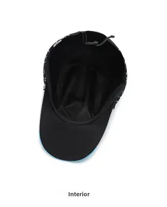 Vue interne du chapeau de soleil noir avec tissu séchage rapide et cordon réglable