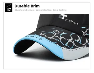 Gros plan détaillé sur le bord incurvé et les coutures de cette casquette de sport