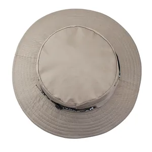 Khaki wide brim sun hat with IVALAR lettered woven strap for outdoor casual wear
