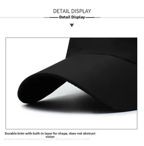 Dettaglio visiera rigida per cappello da baseball nero con design ergonomico della vista