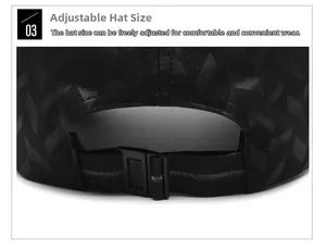 Détail de la sangle réglable et boucle en plastique sur casquette de baseball