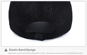 Detail of breathable baseball cap with laser-cut holes and adjustable elastic buckle