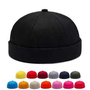 Retro Unisex Cotton Docker Hat Brimless Cap Rolled Edge Adjustable Sailor Miki Hat For Men Women Streetwear Hip Hop Beanie
