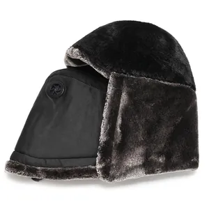 Winter windproof trapper hat for men and women with faux fur lining and face mask