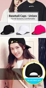 Dettaglio della fibbia in metallo regolabile e cappelli da baseball multicolore