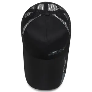 Men's black breathable mesh baseball cap with side sports fashion lettering and sun protection