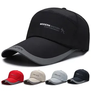 Unisex Quick Dry Baseball Cap Long Brim Letter Embroidery Modern British Sports Hat Adjustable Sun Protection Outdoor Fishing Cap