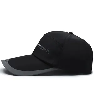 Black quick-dry sports baseball cap with long brim and Modern British side lettering