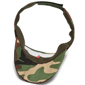 Camo visor hat for kids featuring red star embroidery and adjustable back strap