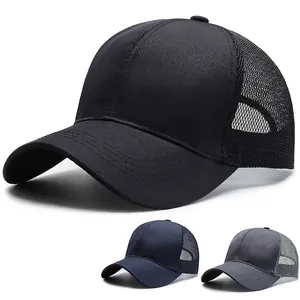 Outdoor Breathable Mesh Trucker Hat For Men Cotton Blend Sun Protection Baseball Cap Adjustable Plain Solid Color Summer Hat