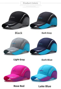 Collection de casquettes de sport en six couleurs avec mesh respirant et texture latérale