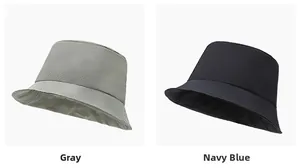 Detailed comparison of grey and navy blue breathable quick-dry bucket hats for outdoor sun protection