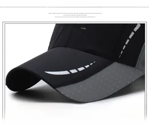 Détail de la casquette de sport à séchage rapide avec maille grise et broderie rayée
