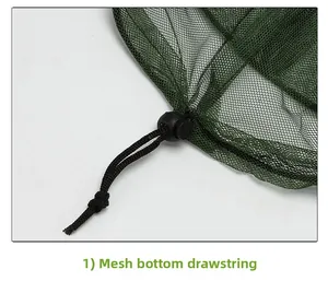 Close-up of the mesh bottom drawstring and buckle on the outdoor mosquito head net