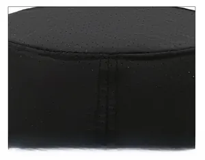 Detailed close-up of durable reinforced stitching on the top of a black breathable sun hat