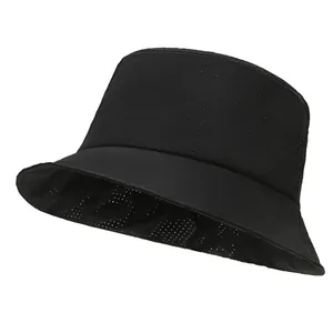 Women's breathable black quick-dry sun hat with mesh design for outdoor activities