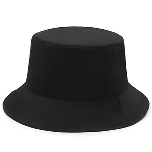 Women's black quick-dry bucket hat with breathable laser-cut holes for sun protection