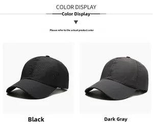 Quick-dry breathable mesh baseball caps in black and dark grey for outdoor sports wear