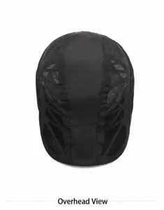 Top view of a black breathable mesh newsboy cap made of lightweight fast-dry fabric