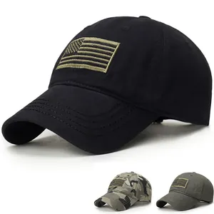 Men's Tactical US Flag Baseball Cap Adjustable Outdoor Fishing Sun Hat Camouflage Army Green Cotton Embroidery Hat