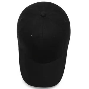 Casquette de baseball noire classique à six panneaux en coton respirant au style épuré