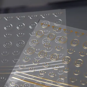 3D Gold Silver Laser Smiley Face Nail Art Stickers Relief Self-Adhesive Heart Smiley Decals For Women DIY Manicure Decoration