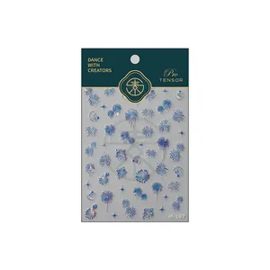 Autocollants holographiques pour ongles avec motifs feu d'artifice et étoiles, M-197