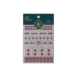 Pegatinas 5D en relieve para uñas con cuadros retro y diseños de corazones MN-351F