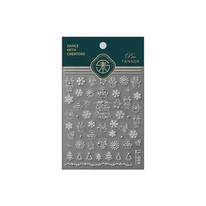 5D embossed Christmas nail stickers with Santa and snowflakes for holiday manicures
