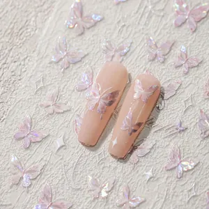 3D Aurora Butterfly Nail Art Stickers M-261 Iridescent Laser Nail Decals For Women Romantic DIY Manicure Decoration Jewelry