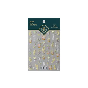 Golden koi fish and floral nail art stickers with frosted semi-transparent design